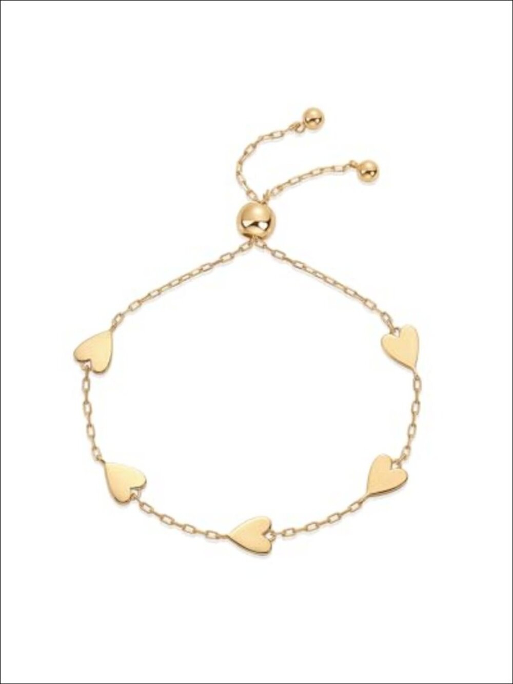 14K Gold Plated Heart Charm Bracelet Adjustable Chain Women's Jewelry Gift